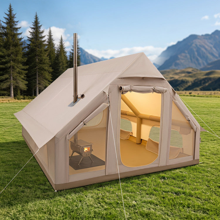 Inflatable Easy Setup 4 Season Waterproof Oxford Camping Tent for Camping with Stove Jack for 6-10 Person