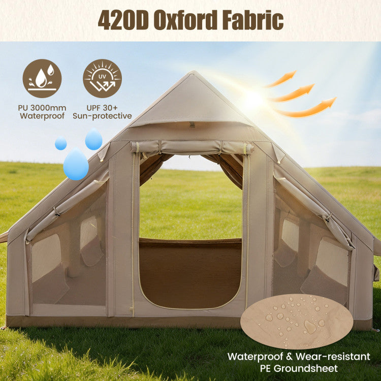 Inflatable Easy Setup 4 Season Waterproof Oxford Camping Tent for Camping with Stove Jack for 6-10 Person