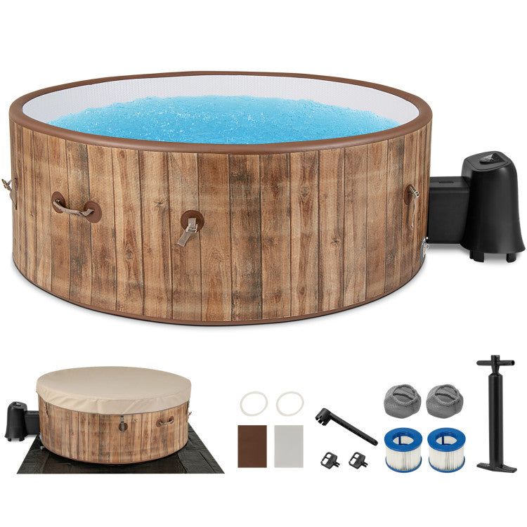 72 Inches Inflatable Hot Tub SPA with 120 Air Jets Electric Heater Pump for 4-6 Person