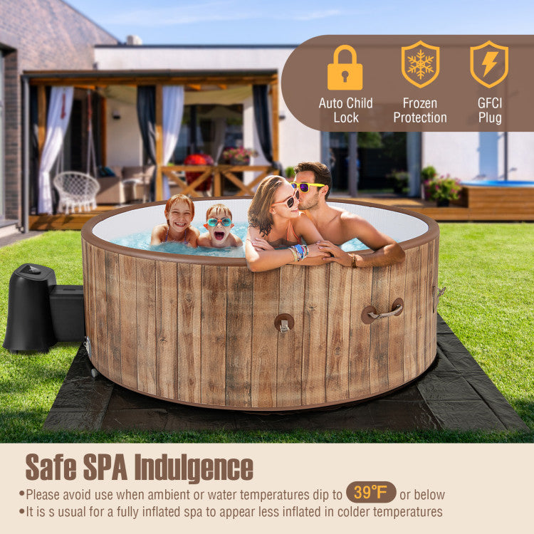 72 Inches Inflatable Hot Tub SPA with 120 Air Jets Electric Heater Pump for 4-6 Person