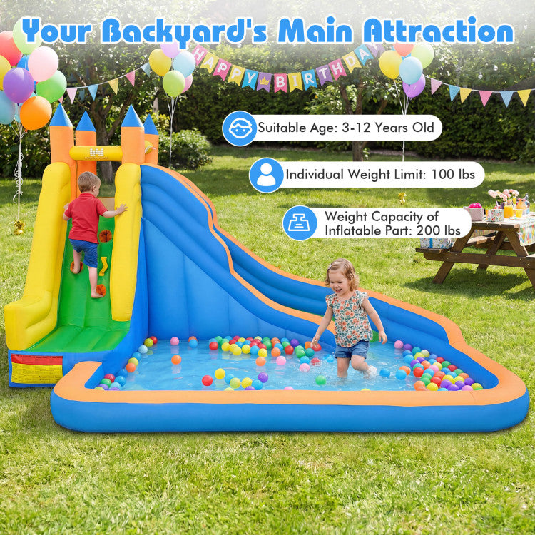 Inflatable Mighty Bounce House Jumper with Water Slide without Blower
