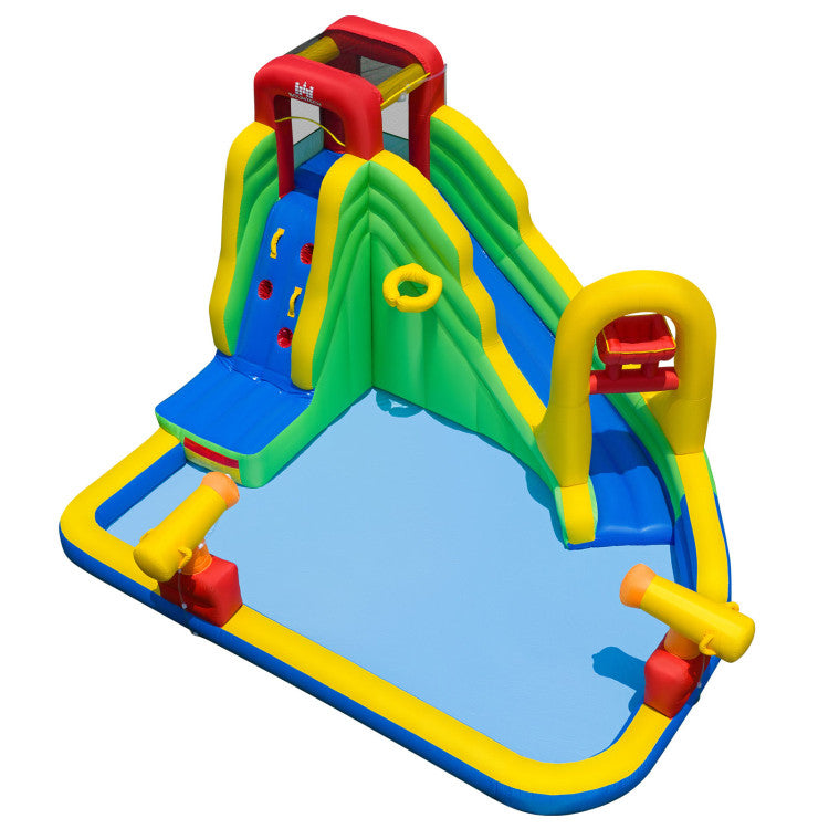 6-in-1 Outdoor Water Park with Downpour Splash Pool and Dual Water Cannons without Blower