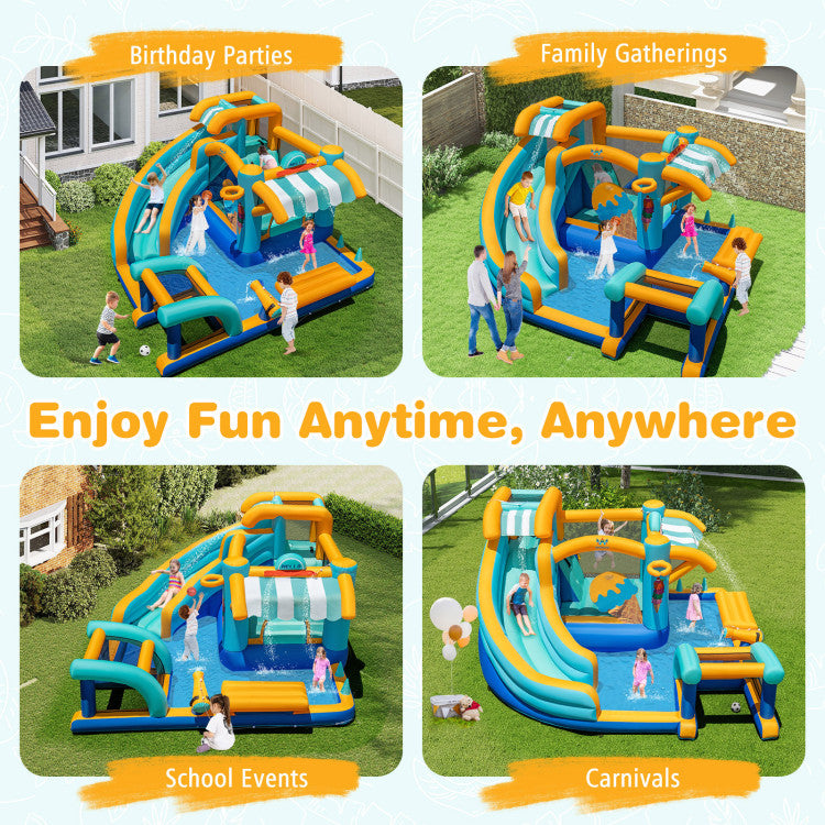 Inflatable Water Slide Bounce House Kids Jump Castle with Water Cannon