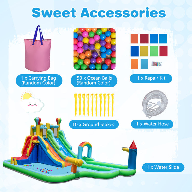 Inflatable Water Slide Park Giant Bounce House with Double Long Slides
