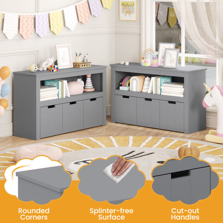 Kid Toy Storage Cabinet Drawer Chest with Wheels and Large Storage Cube Shelf