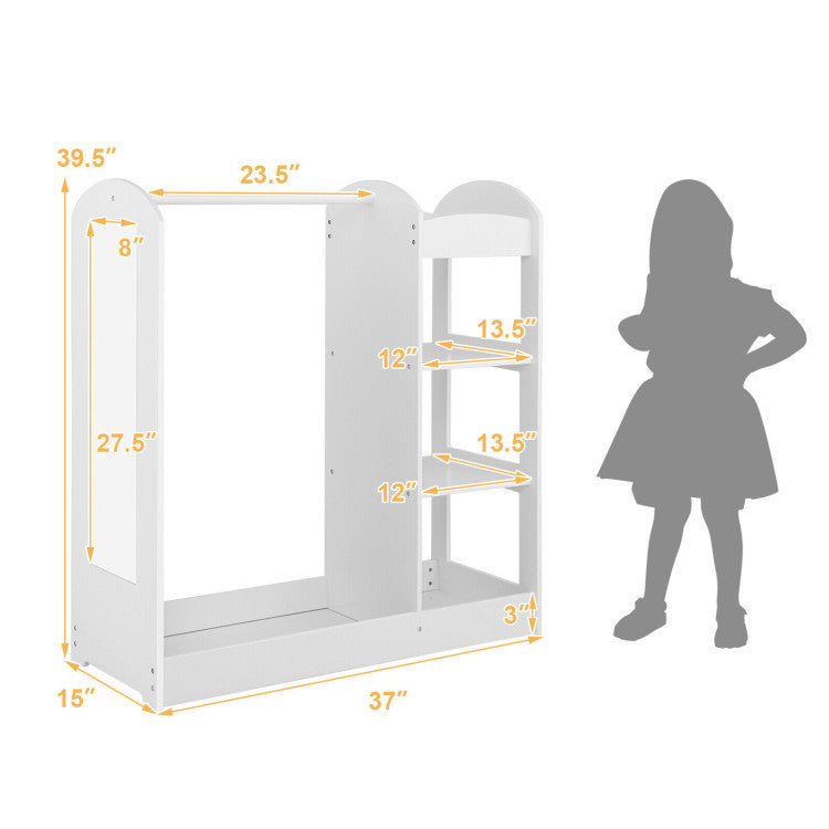 Dress-Up Storage Kids Wardrobe Closet with Mirror
