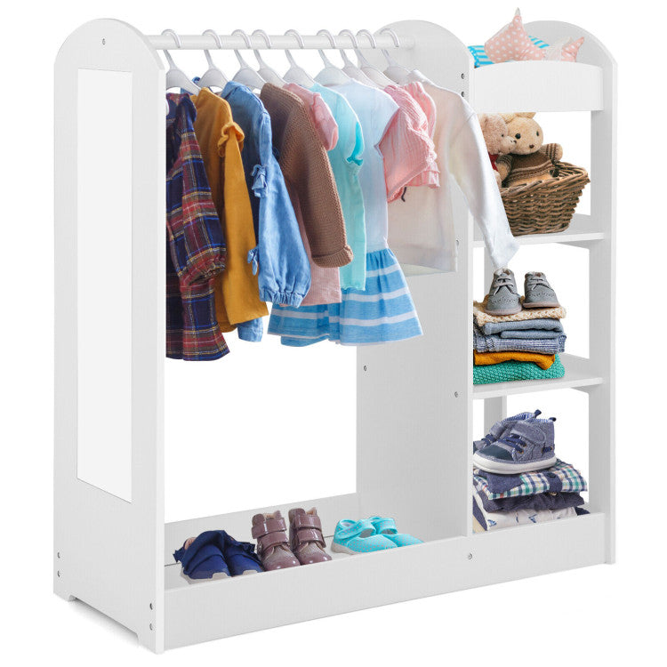 Dress-Up Storage Kids Wardrobe Closet with Mirror