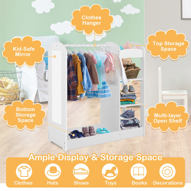 Dress-Up Storage Kids Wardrobe Closet with Mirror