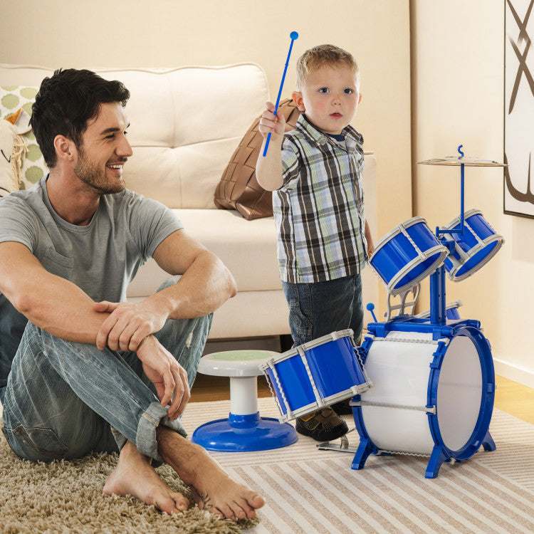 Kids Drum Set Educational Percussion Musical Instrument Toy with Bass Drum