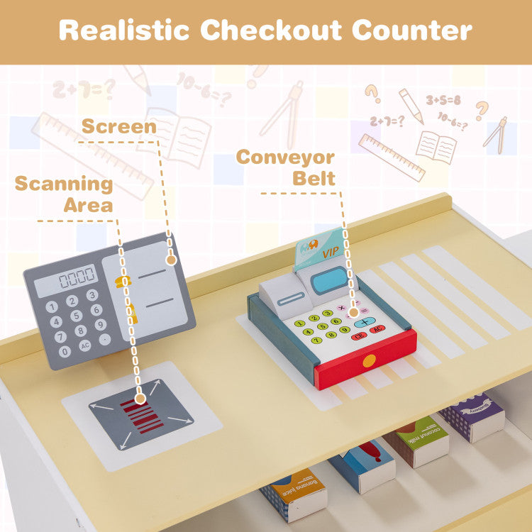 Kids Grocery Store Playset with Cash Register POS Machine