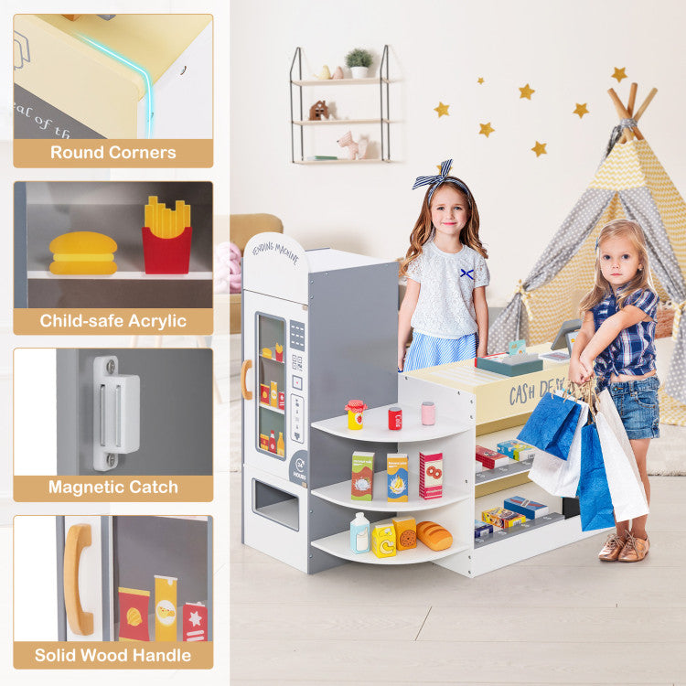 Kids Grocery Store Playset with Cash Register POS Machine