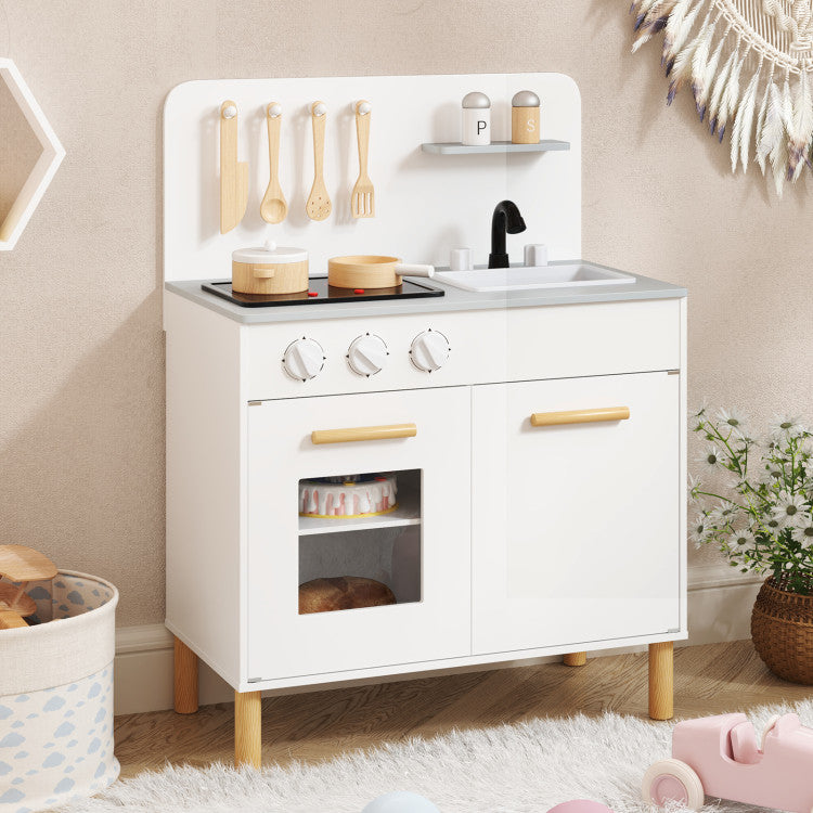 Kids Kitchen Playset with Cooking Accessories and Storage