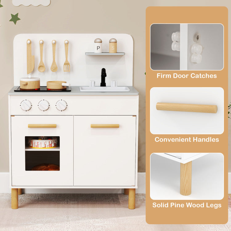 Kids Kitchen Playset with Cooking Accessories and Storage