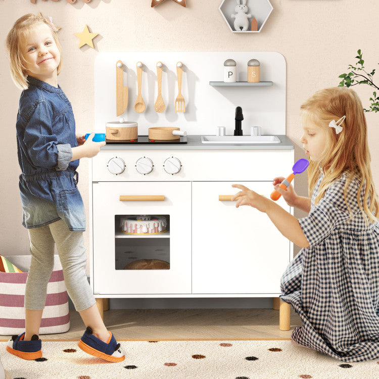 Kids Kitchen Playset with Cooking Accessories and Storage
