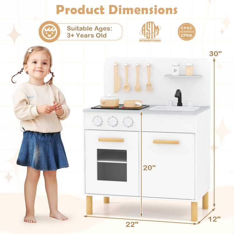 Kids Kitchen Playset with Cooking Accessories and Storage