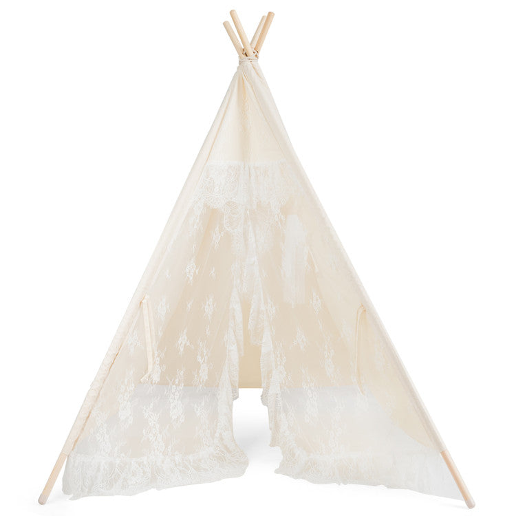 Kids Lace Teepee Tent Folding Children Playhouse with Bag