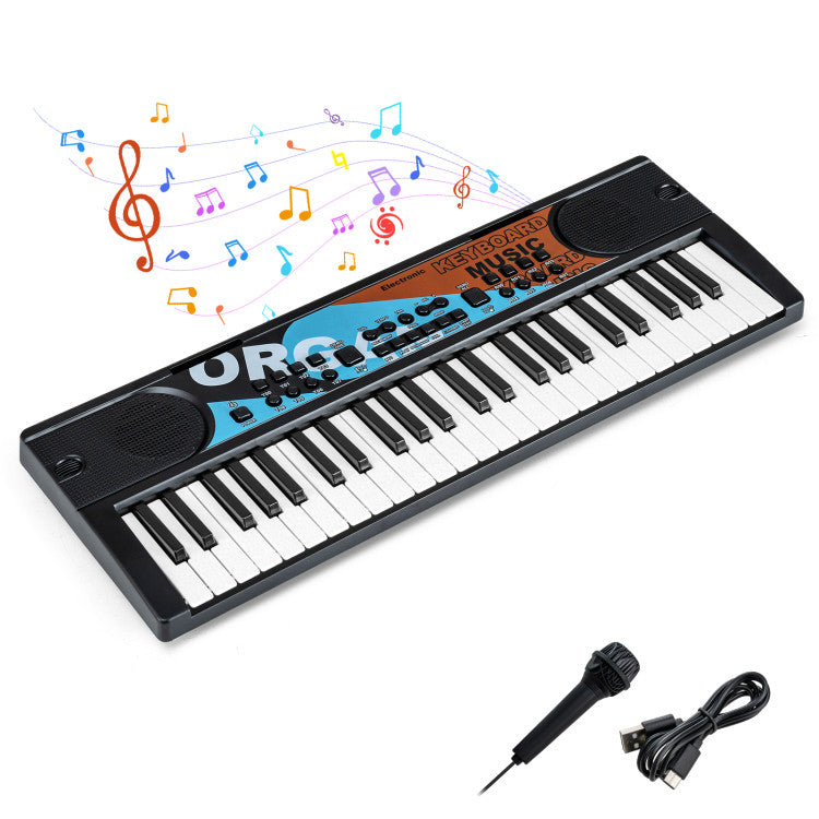Kids Piano Keyboard 49 Keys Portable Electric Keyboard Piano with 8 Rhythms 8 Tones