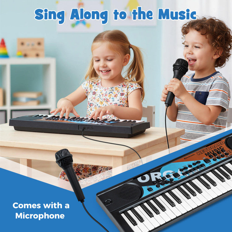 Kids Piano Keyboard 49 Keys Portable Electric Keyboard Piano with 8 Rhythms 8 Tones