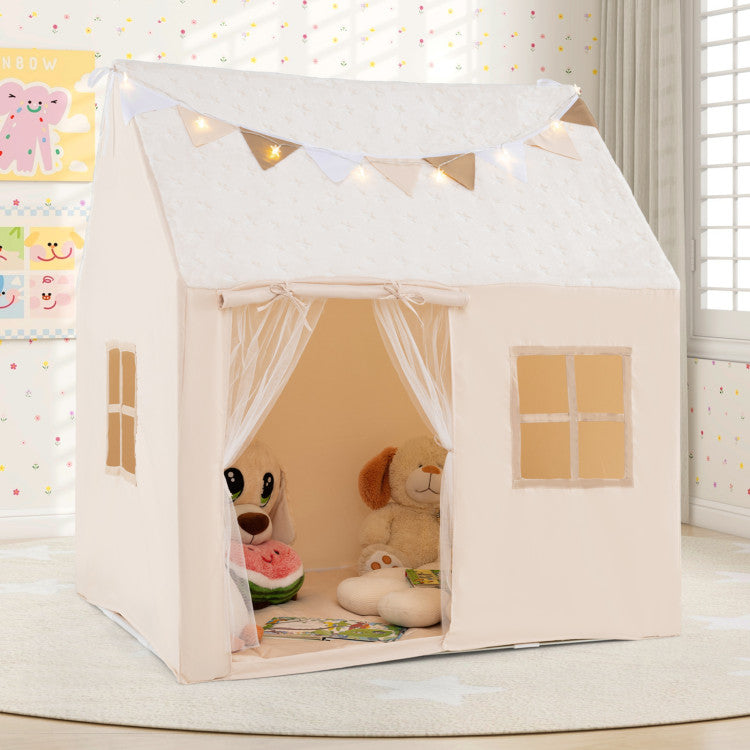 Kids Play Tent Large Playhouse with Glow in the Dark Stars and Mat
