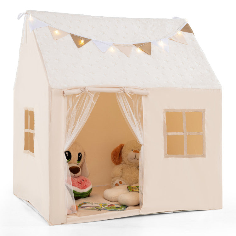 Kids Play Tent Large Playhouse with Glow in the Dark Stars and Mat