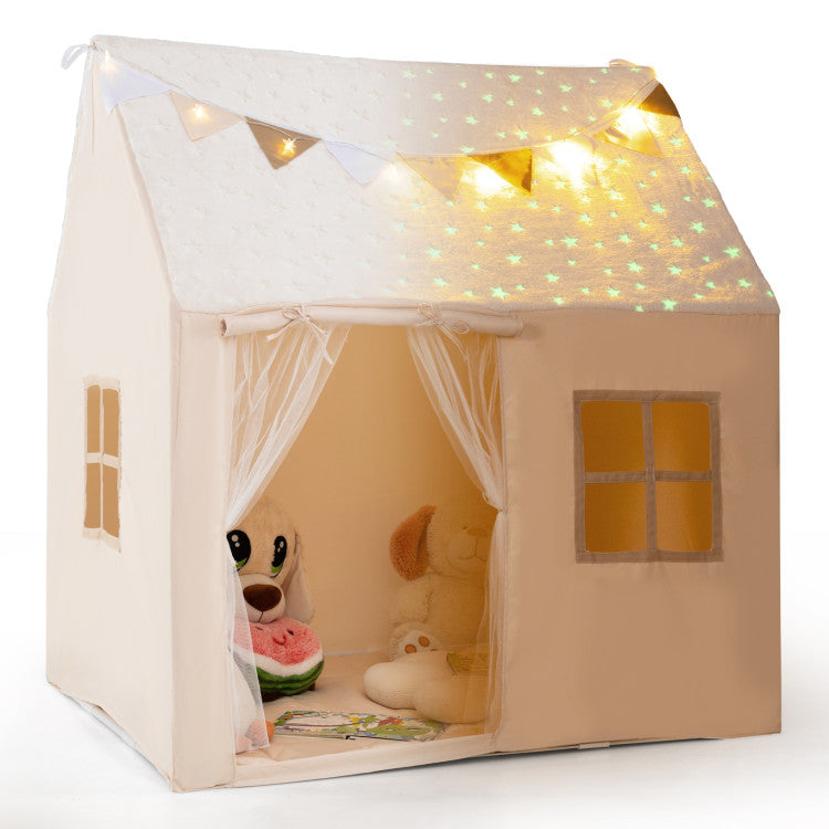 Kids Play Tent Large Playhouse with Glow in the Dark Stars and Mat