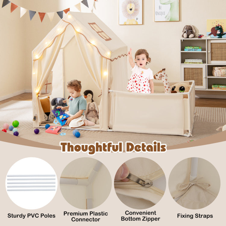 Kids Play Tent with Playpen 2-in-1 Toddler Playhouse with Yard