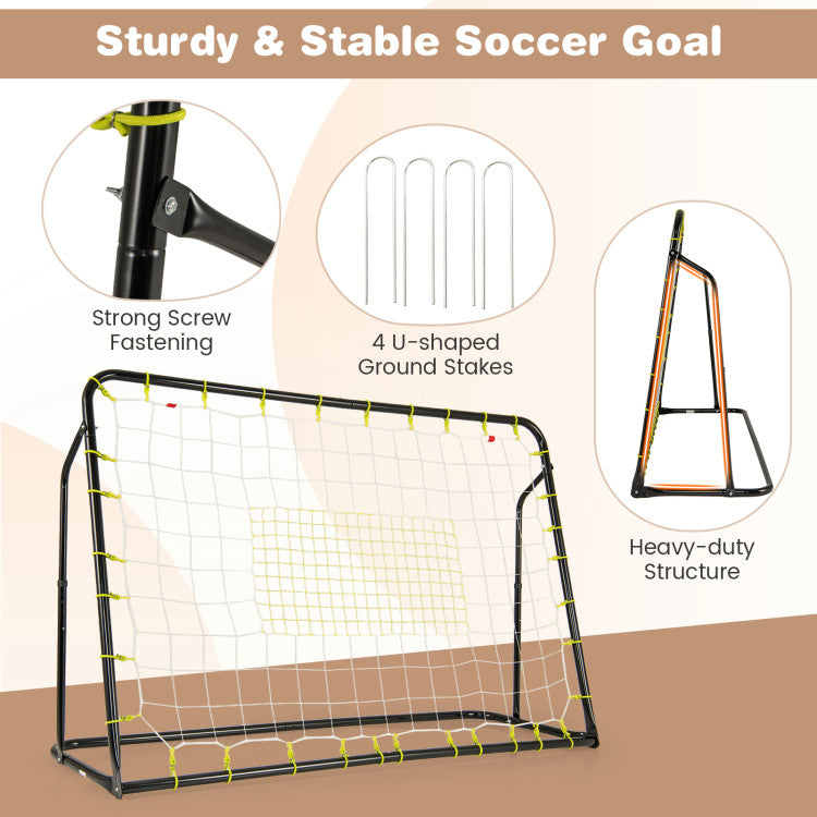2-in-1 Kids Soccer Rebounder and Soccer Goal with Adjustable Height