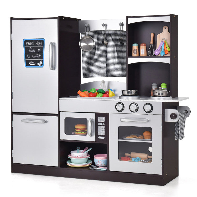 Kids Wooden Modern Kitchen Cooking Pretend Play Set