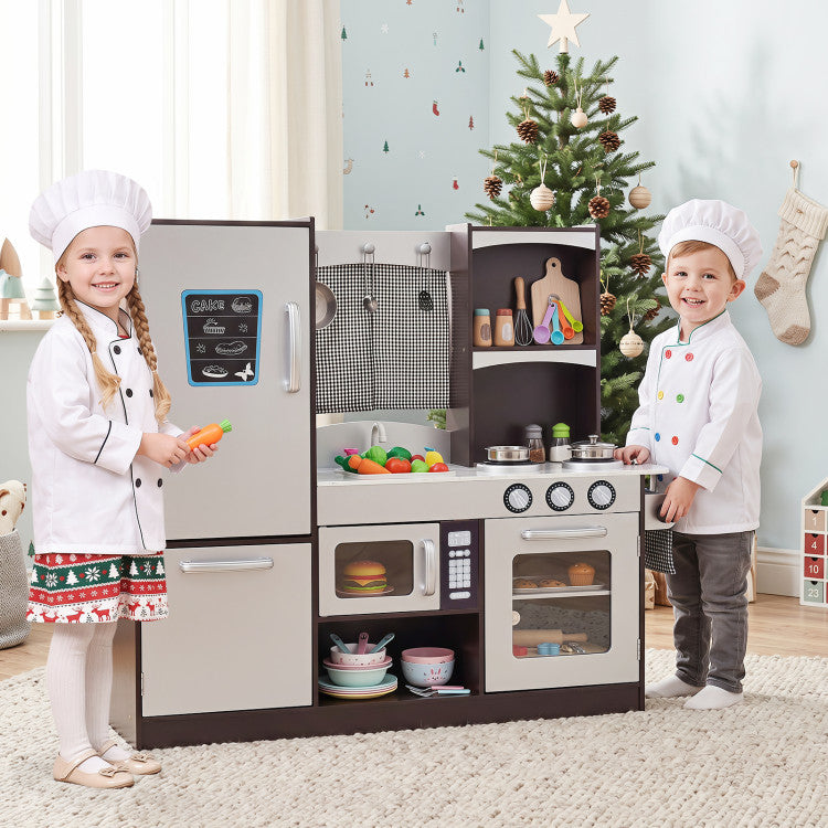 Kids Wooden Modern Kitchen Cooking Pretend Play Set