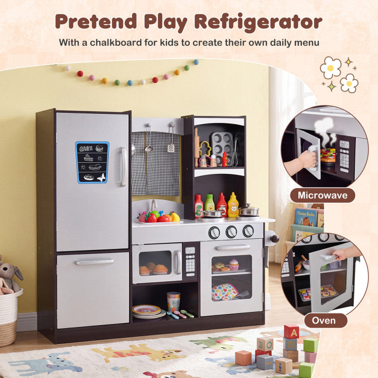 Kids Wooden Modern Kitchen Cooking Pretend Play Set