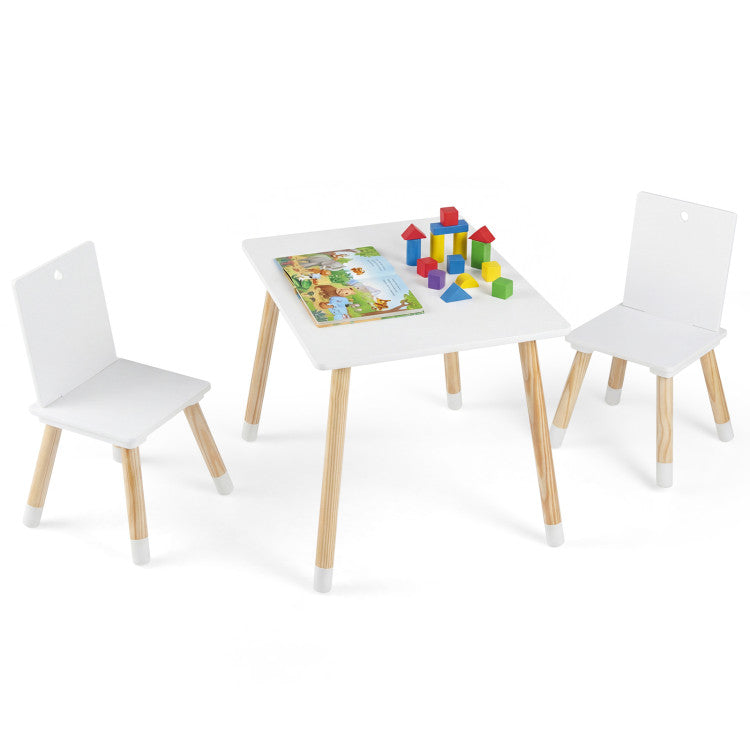 Kids Wooden Table and 2 Chairs Set