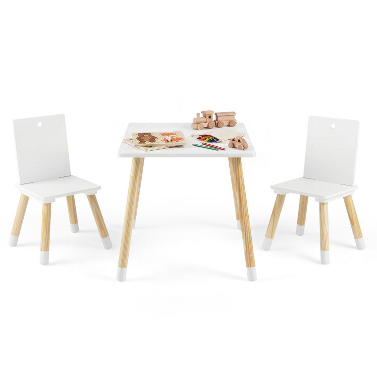 Kids Wooden Table and 2 Chairs Set