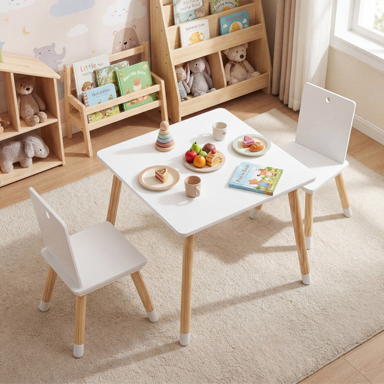 Kids Wooden Table and 2 Chairs Set