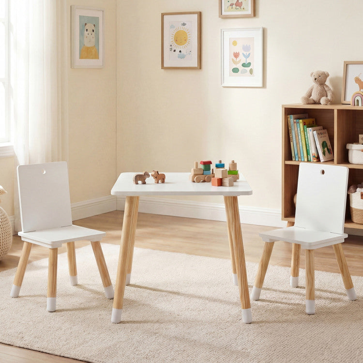 Kids Wooden Table and 2 Chairs Set