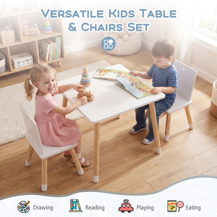 Kids Wooden Table and 2 Chairs Set