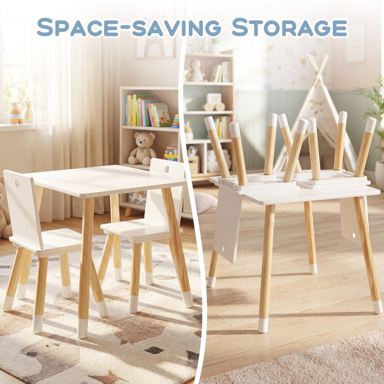 Kids Wooden Table and 2 Chairs Set