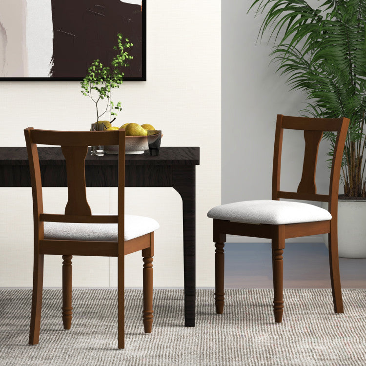 Set of 2 Kitchen Dining Chair with Linen Fabric and Storage Space