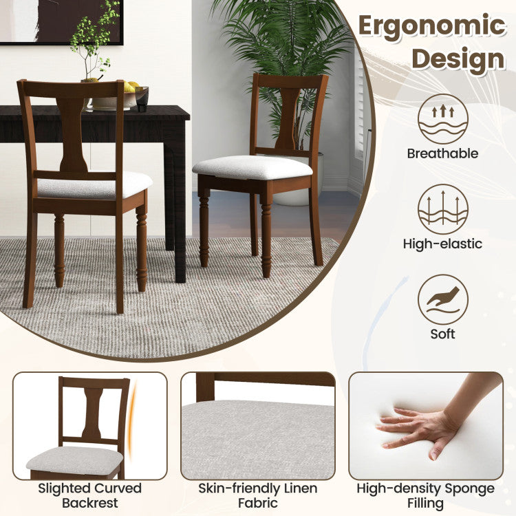 Set of 2 Kitchen Dining Chair with Linen Fabric and Storage Space