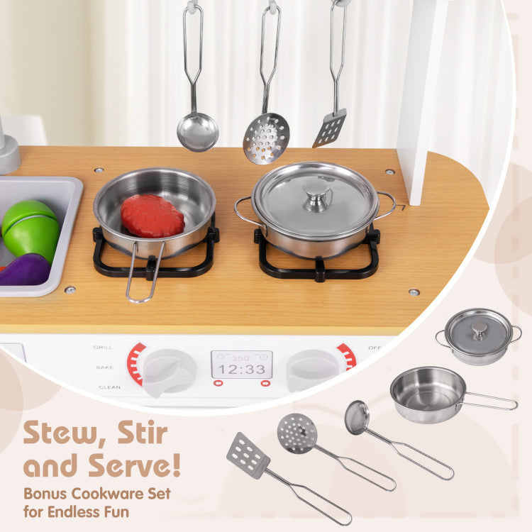 Toddler Pretend Play Kitchen Toy with Stove for 3+ Boys and Girls