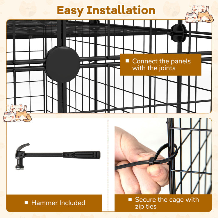 Large 4-Tier Cat Cage with Skylight and Hammock for 1-4 Cats