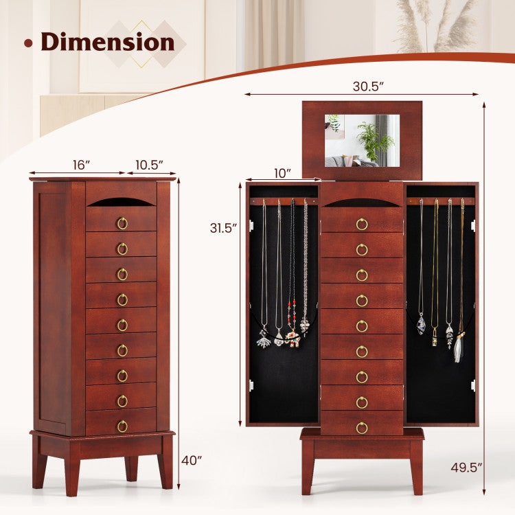 Large Capacity Jewelry Storage Cabinet with 9 Drawers