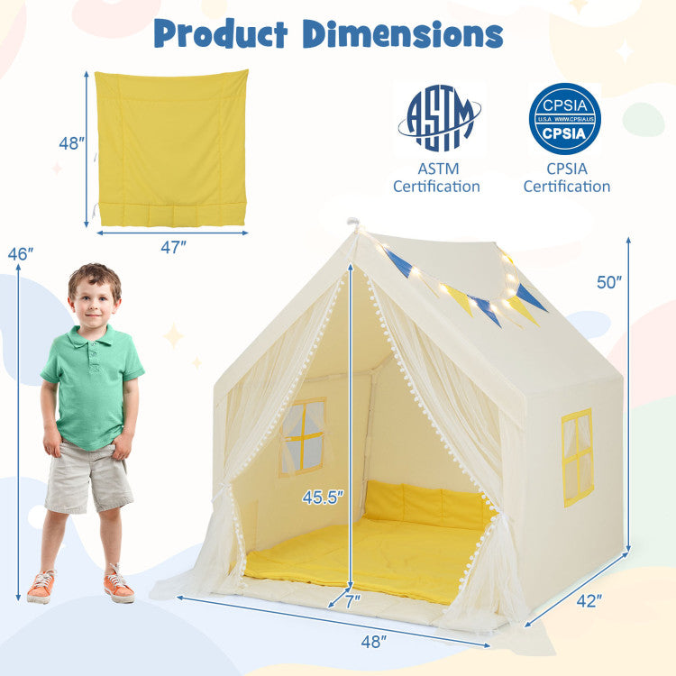 48 x 42 x 50 Inch Large Play Tent with Washable Cotton Mat Holiday Birthday Gift for Kids
