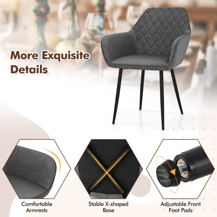 Leisure Dining Chair Set of 2 with Curved Backrest and Wide Seat