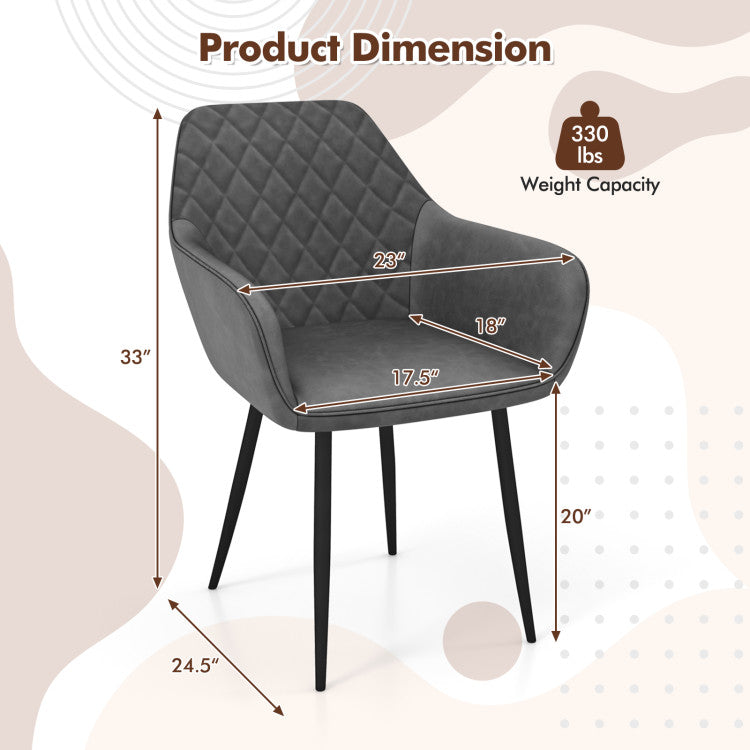 Leisure Dining Chair Set of 2 with Curved Backrest and Wide Seat