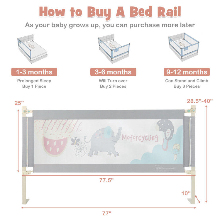 Vertical Lifting Baby Bed Rail with Lock