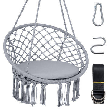 Macrame Swing Chair Hammock Chair with Round Seat Cushion
