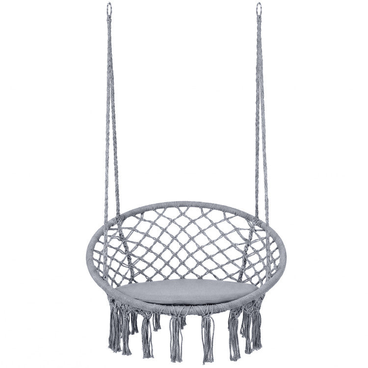 Macrame Swing Chair Hammock Chair with Round Seat Cushion