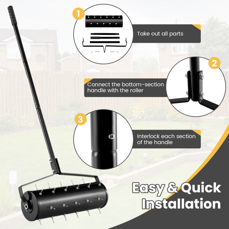 18/21 Inch Manual Lawn Aerator with Detachable Handle