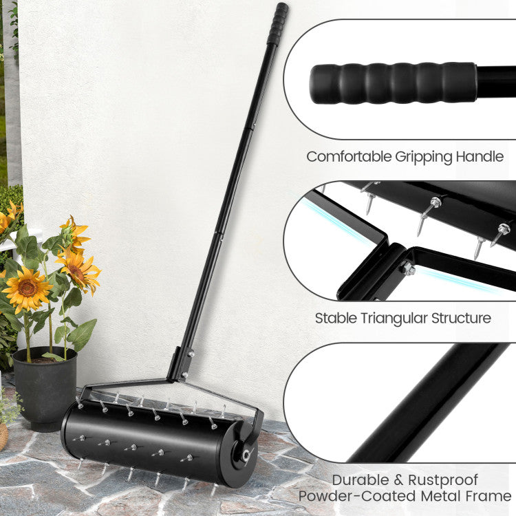 18/21 Inch Manual Lawn Aerator with Detachable Handle