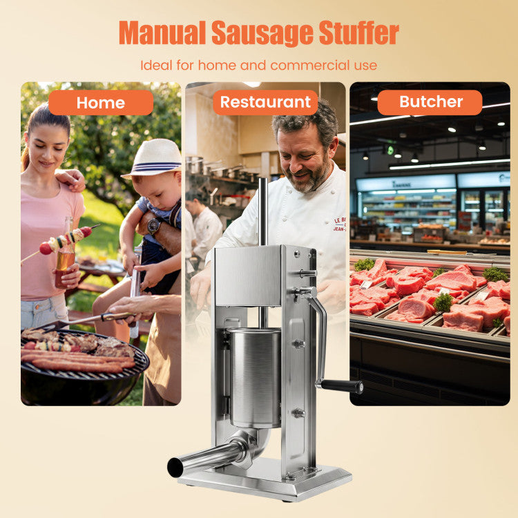 Manual Sausage Stuffer with 2 Speeds & 4 Stuffing Tubes for Commercial Home